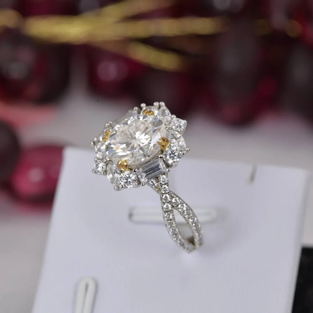 Moissanite 2.0ct Oval Cut Engagement Ring 925